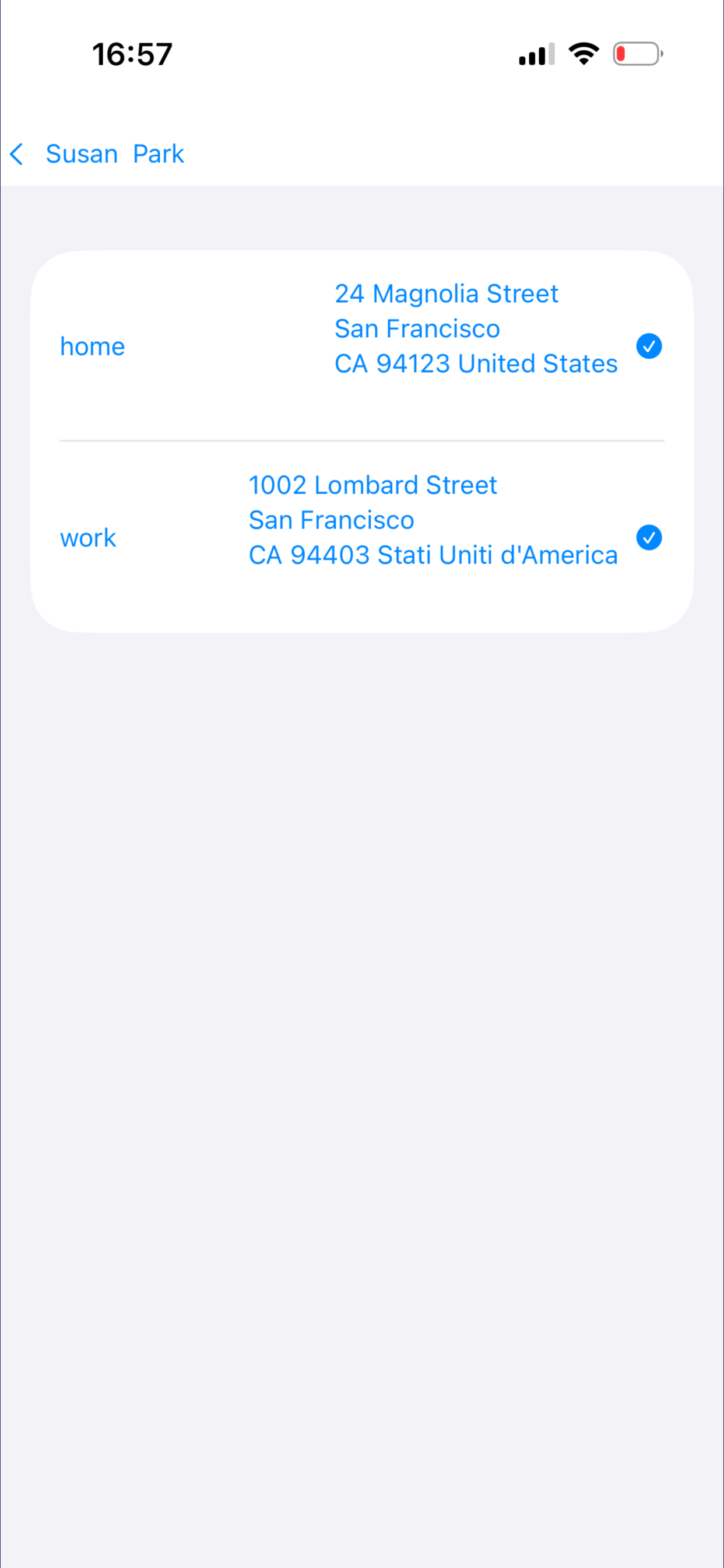 Select info to share — ForwardContact