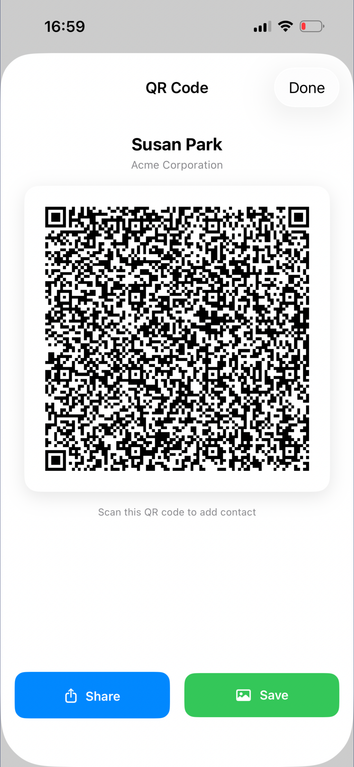 QR code sharing — ForwardContact