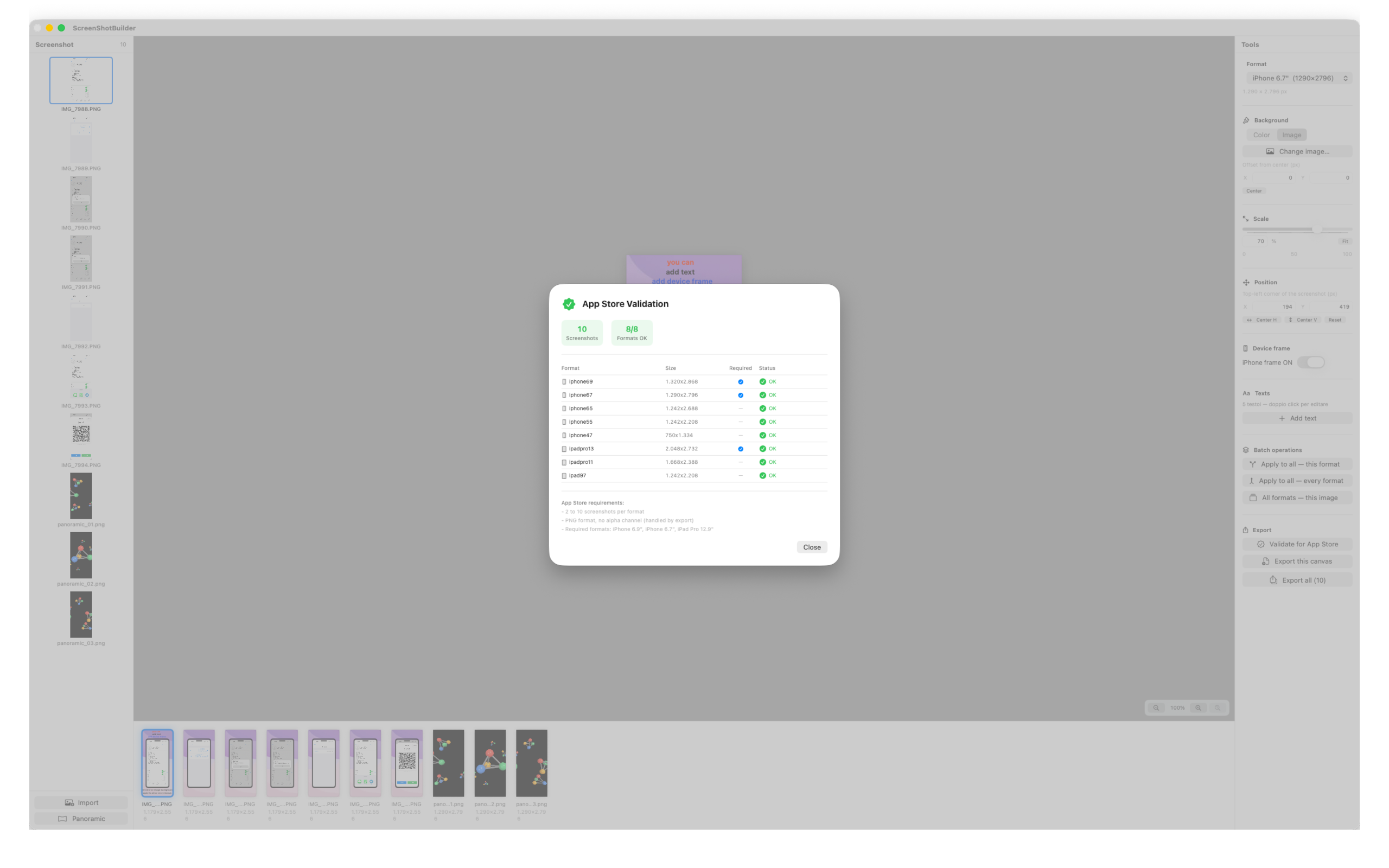 ScreenShotBuilder — validation