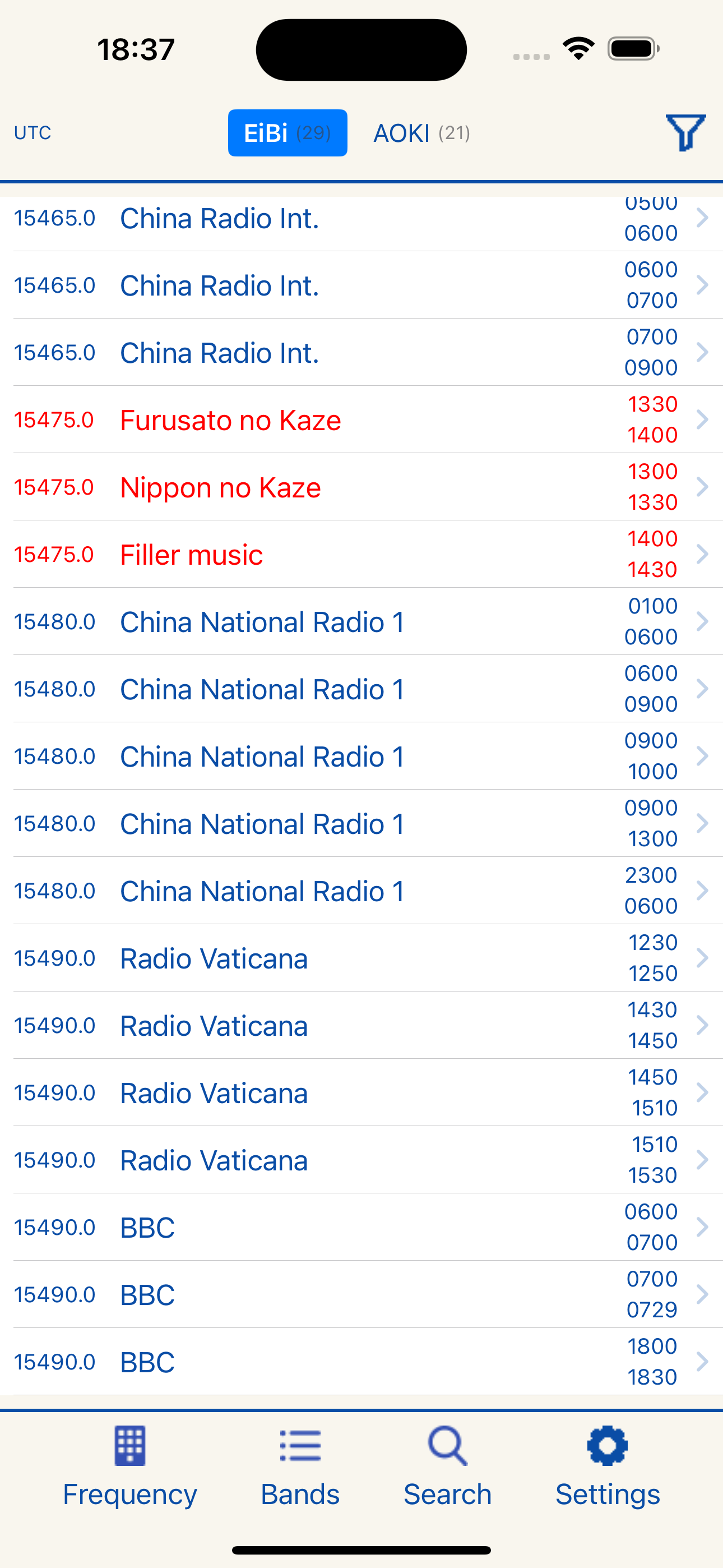 Band Browser — SWList