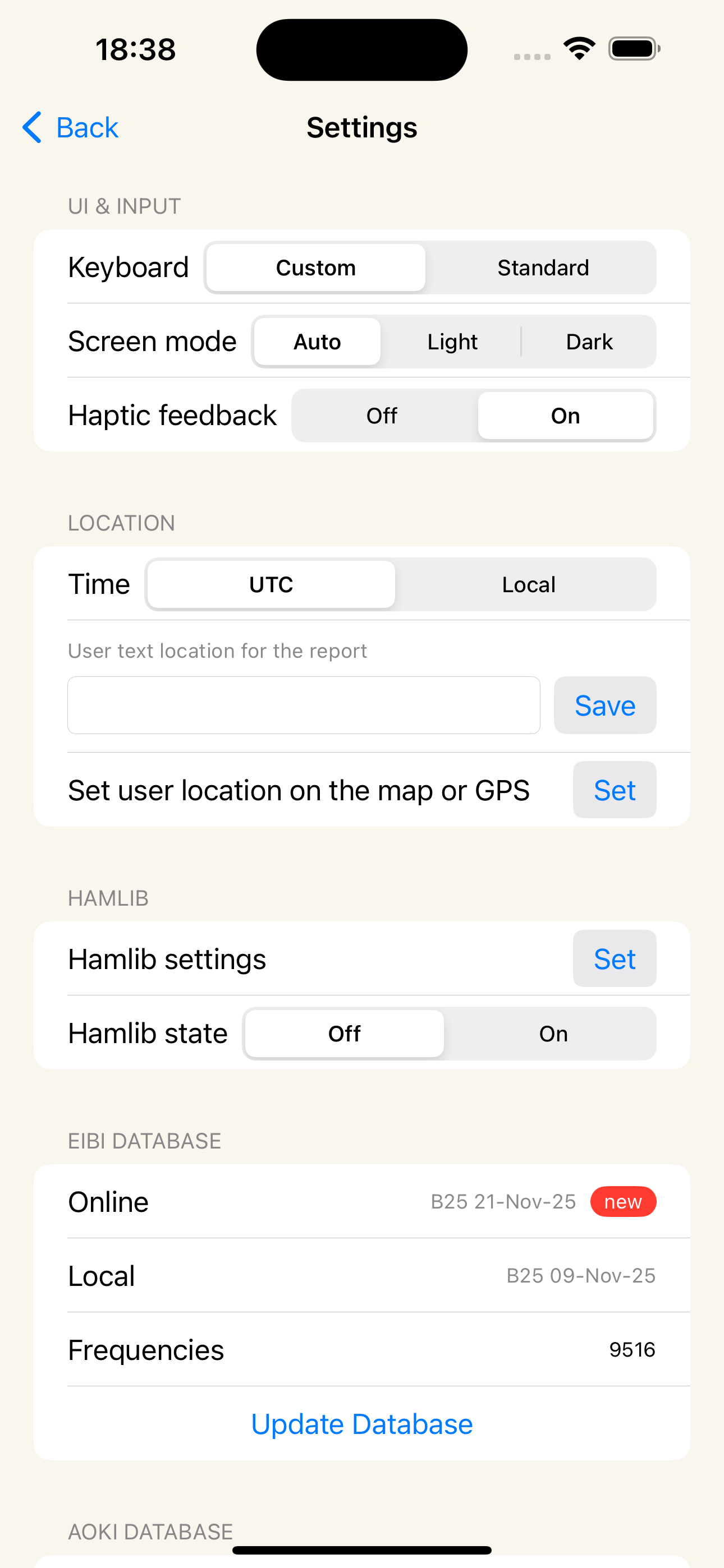 Settings — SWList