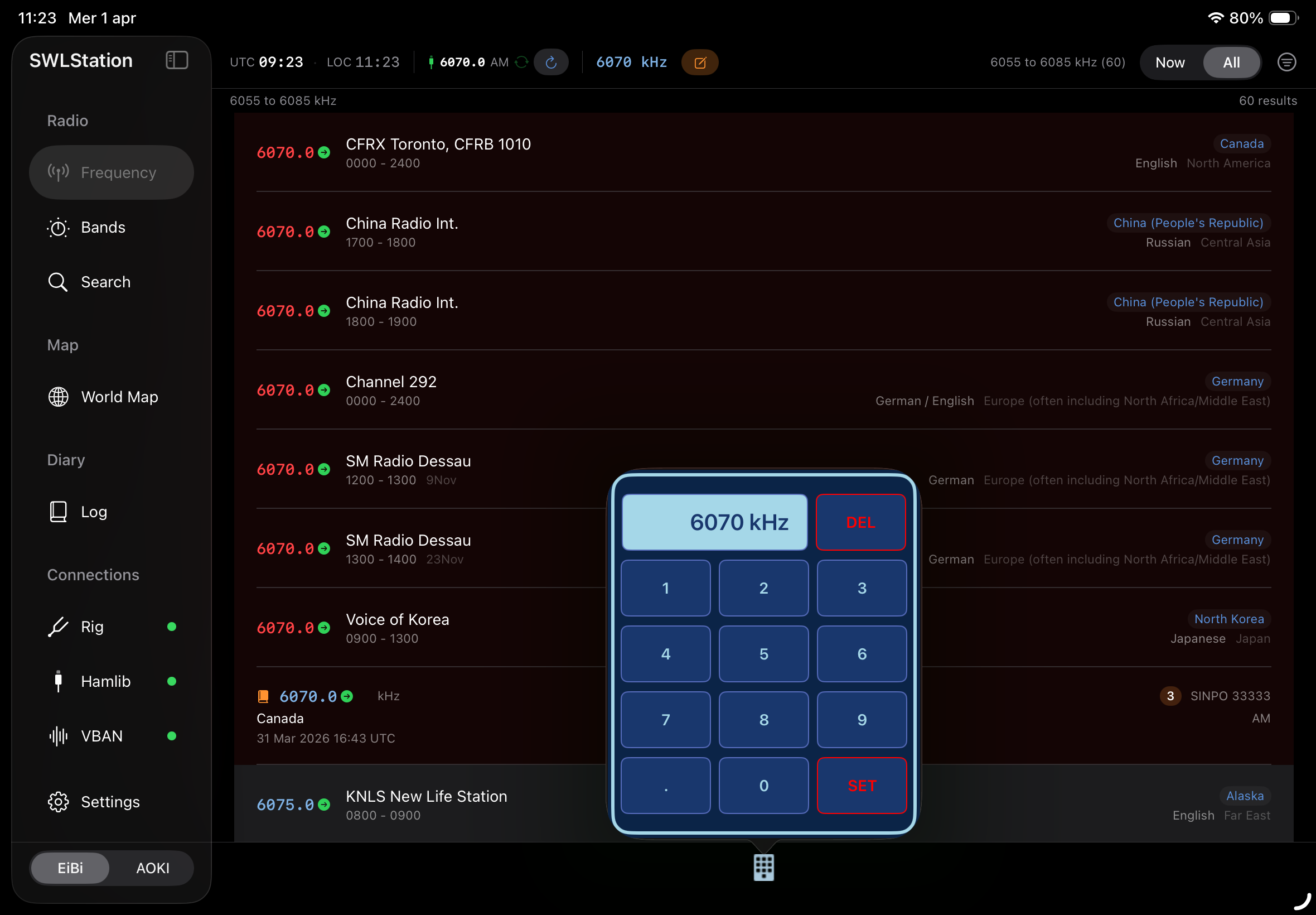 Frequency search — SWLStation
