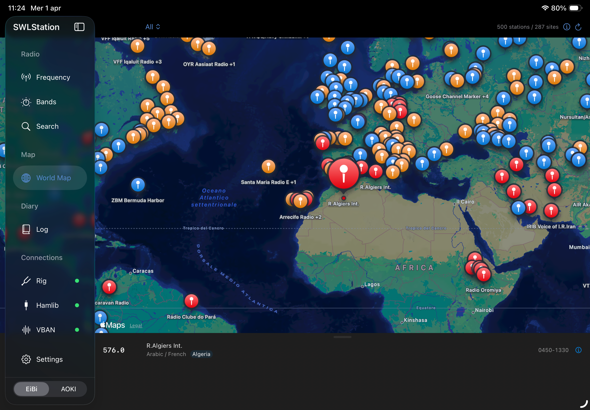 World map — SWLStation